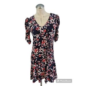 Vince Camuto Size 4 Blue Floral Dress Coral